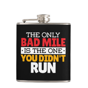 Runner - Funny Bad Mile Running Quote Hip Flask