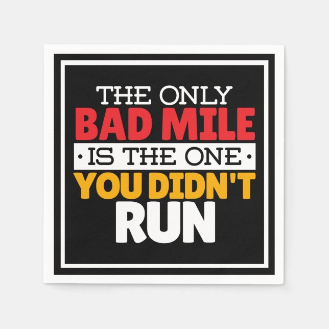 Runner - Funny Bad Mile Running Quote Napkin (Front)