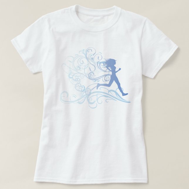 Runner Girl Blue T-Shirt (Design Front)
