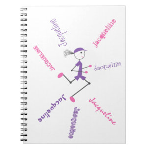 Runner Lady Pink Purple Personalised Notebook