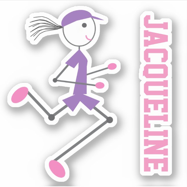 Runner Lady Pink Purple Personalised Sticker (Front)