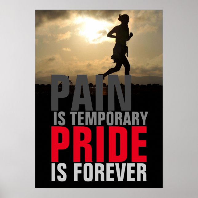 Runner Pain Temporary Pride Forever Motivational Poster (Front)