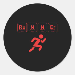 Runner Periodic Table Funny Running Marathon Lover Classic Round Sticker