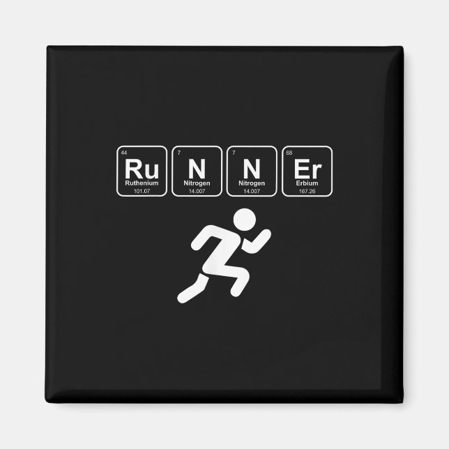 Runner Periodic Table Funny Running Marathon Lover Magnet (Front)