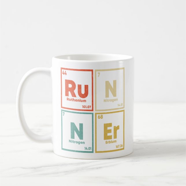 Runner Periodic Table Marathon Runners Science Coffee Mug (Left)
