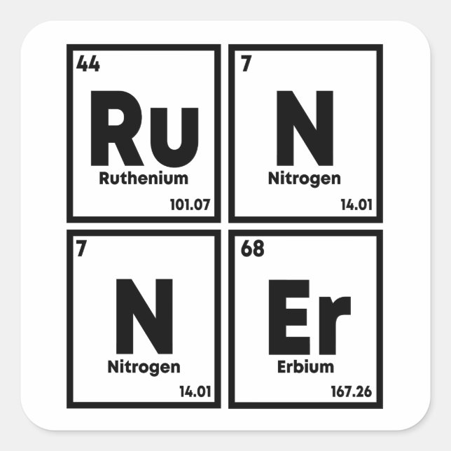 Runner Periodic Table Marathon Runners Science Square Sticker (Front)