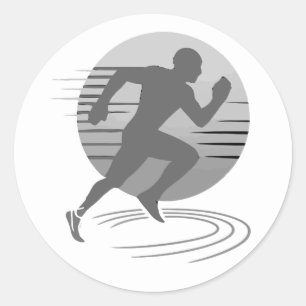 Runner Running Race Marathon Competition Classic Round Sticker