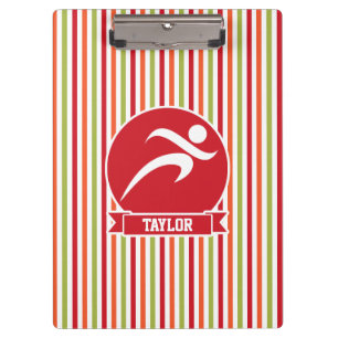 Runner, Running; Red, Green, Orange Stripes Clipboard