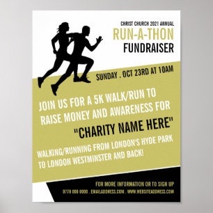 Runner Silhouette, Charity Run-Walk-a-Thon Event Poster