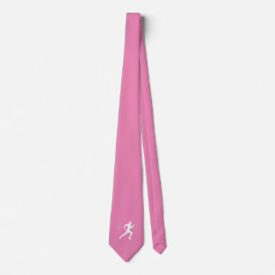 Runner Silhouette Drawing on Pink Background Tie