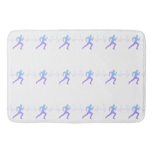 Runner Silhouette Gradient With Heart Beat Line   Bath Mat