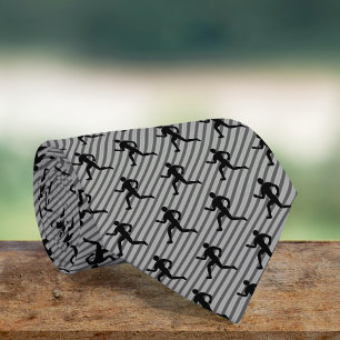 Runner - Silhouette of Running Guy - Fitness Theme Tie