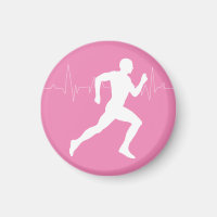 Runner Silhouette With Heart Beat Line Pink