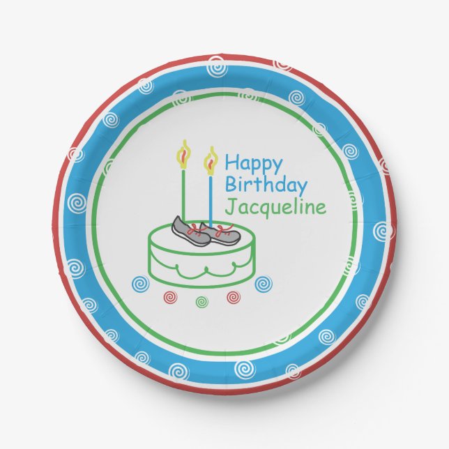 Runner themed © Birthday Party Custom Paper Plate (Front)