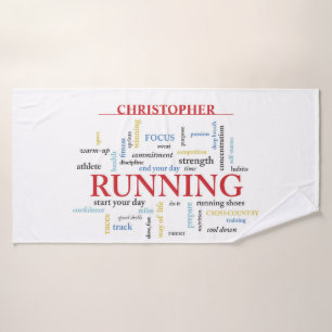 Runner with Words Personalised Bath Towel
