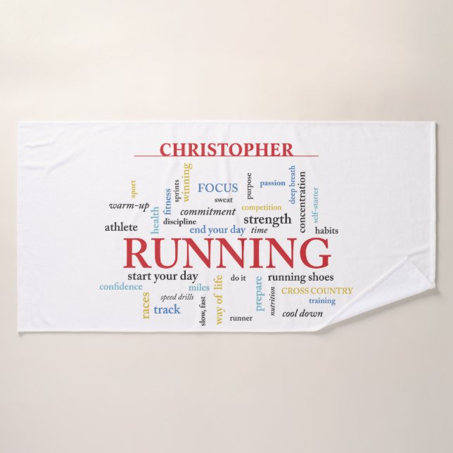 Runner with Words Personalised Bath Towel (Bath Towel)