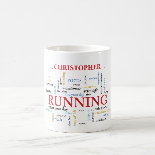 Runner with Words Personalised Coffee Mug (Center)