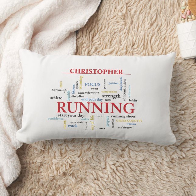 Runner with Words Personalised Lumbar Cushion (Blanket)