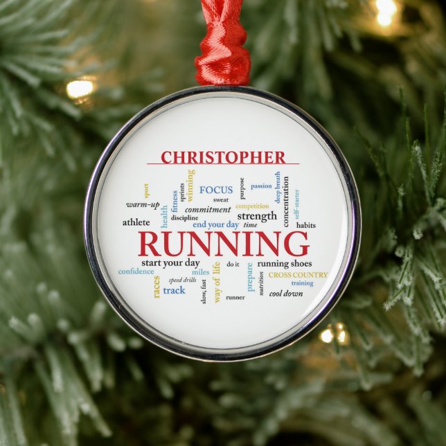 Runner with Words Personalised Metal Ornament (Tree)