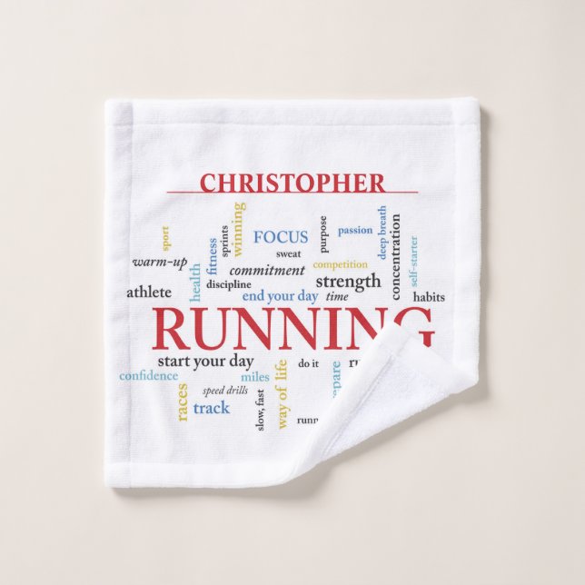 Runner with Words Personalised Wash Cloth (Wash Cloth)