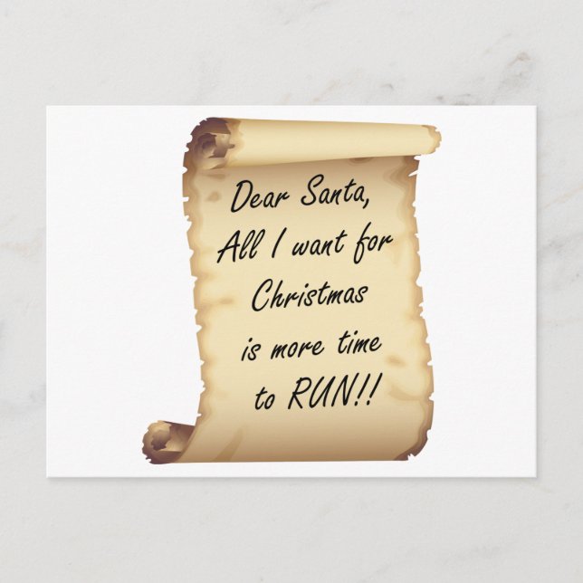 RunnerChick Dear Santa Holiday Postcard (Front)