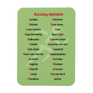 Runners alphabet green sport magnet