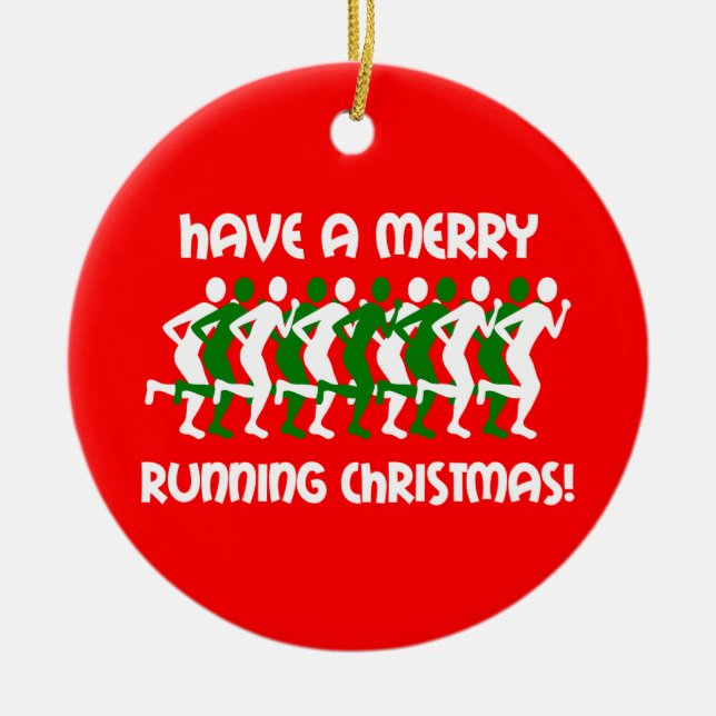 runners Christmas Ceramic Ornament (Front)