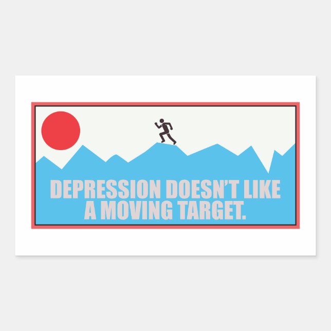 Runner's Defiance Against Depression Rectangular Sticker (Front)