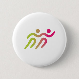 runners group illustration 6 cm round badge