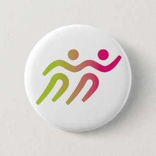 runners group illustration 6 cm round badge