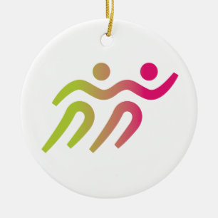 runners group illustration ceramic ornament