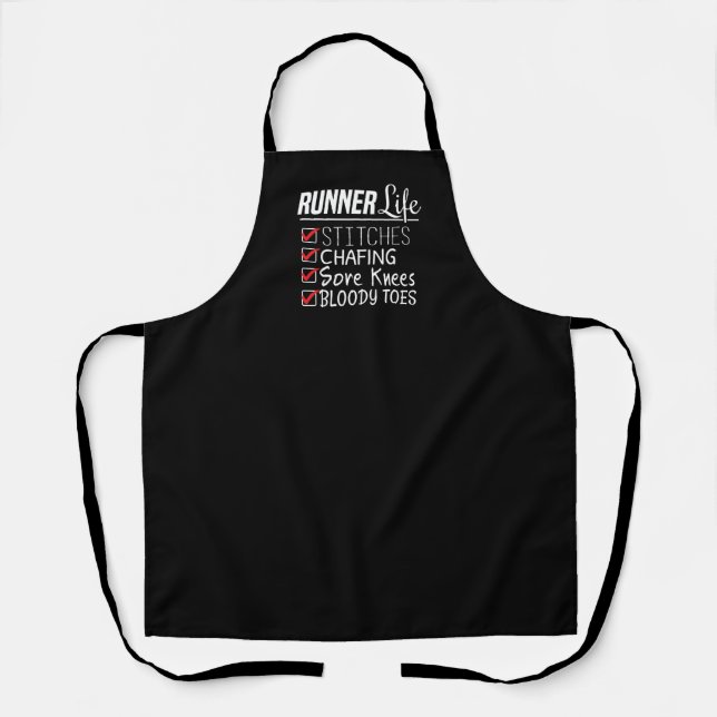 Runner's Life Funny Marathon Running Checklist Apron (Front)
