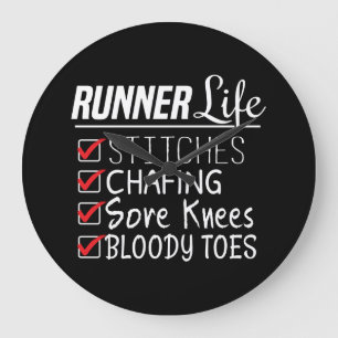 Runner's Life Funny Marathon Running Checklist Large Clock