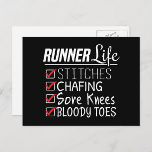 Runner's Life Funny Marathon Running Checklist Postcard