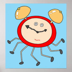 Running alarm clock poster