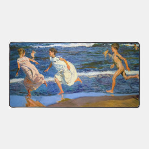 Running along the Beach by Joaquin Sorolla Desk Mat