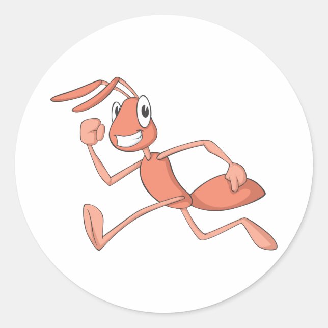 Running Ant Classic Round Sticker (Front)
