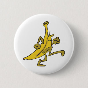 running banana 6 cm round badge