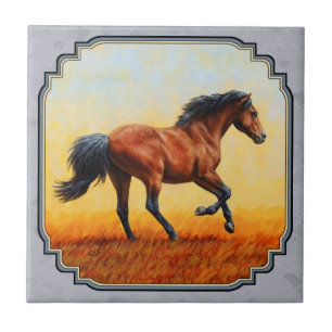Running Bay Horse Slate Grey Ceramic Tile