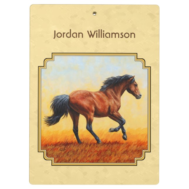 Running Bay Horse Yellow Clipboard (Back)