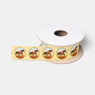 Running Bay Horse Yellow Satin Ribbon