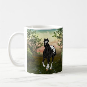 Running Black Appaloosa Horse Coffee Mug