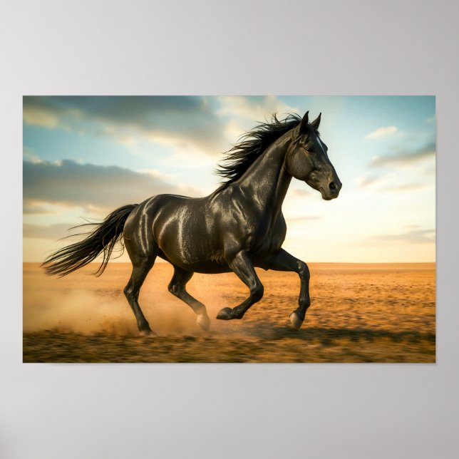 Running Black Stallion Poster (Front)