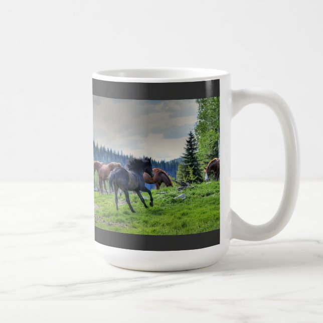 Running Black Thoroughbred Percheron Horse Photo 3 Coffee Mug (Right)
