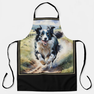 Running Border Collie Apron