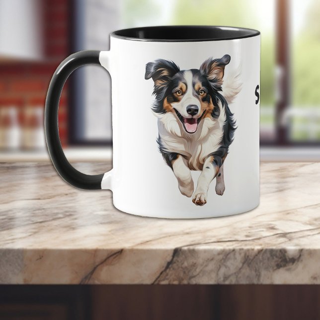 Running Border Collie Dog Seize the Day Mug (Creator Uploaded)