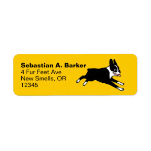 Running Boston Terrier Return Address Label