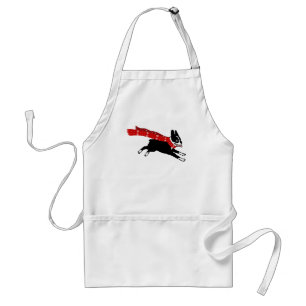 Running Boston Terrier Wearing Red Scarf Standard Apron