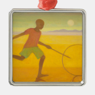 Running Boy 2010 Metal Ornament