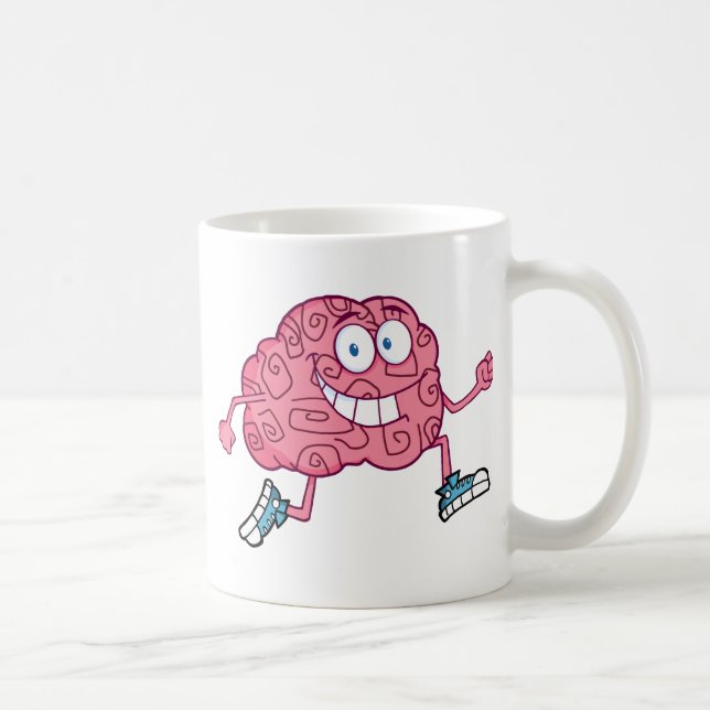 Running Brain Cartoon Character Coffee Mug (Right)